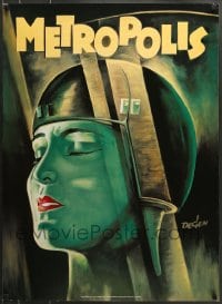 7f828 METROPOLIS 27x37 German commercial poster 2000s Fritz Lang, cool art by Kurt Degen!