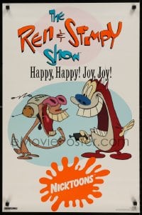 7f847 REN & STIMPY SHOW 21x32 commercial poster 1992 Happy Happy Joy Joy, great cartoon image!