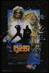 7f116 RETURN OF THE JEDI 23x34 commercial poster 2004 Lucas, art by Drew Struzan from R1997 poster!