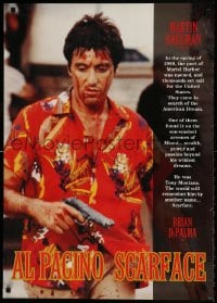 7f852 SCARFACE 24x34 English commercial poster 1980s Al Pacino as Tony Montana with gun!