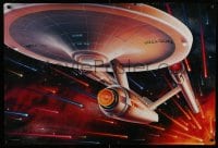 7f862 STAR TREK CREW 27x40 commercial poster 1991 the Starship Enterprise traveling through space!