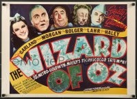 7f881 WIZARD OF OZ 20x28 commercial poster 1980s Judy Garland, cast, image from the half-sheet!