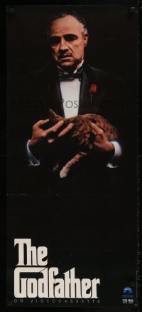 7f905 GODFATHER 17x38 video poster R1986 Marlon Brando & cat in Francis Ford Coppola crime classic!