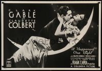 7f914 IT HAPPENED ONE NIGHT 25x36 video poster R1984 Clark Gable & Claudette Colbert over moon!