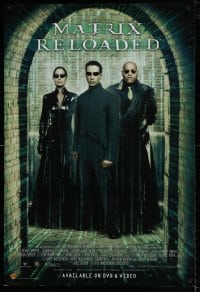 7f919 MATRIX RELOADED 27x40 video poster 2003 Keanu Reeves, Carrie-Anne Moss, Fishburne!