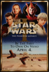 7f073 PHANTOM MENACE 27x40 video poster 1999 George Lucas, Star Wars Episode I, cast image!