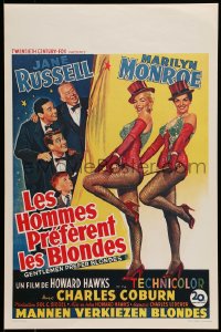 7f990 GENTLEMEN PREFER BLONDES 14x21 Belgian REPRO poster 2000s Marilyn Monroe & Jane Russell!