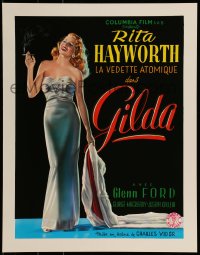 7f992 GILDA 15x20 REPRO poster 1990s sexy smoking Rita Hayworth full-length in sheath dress