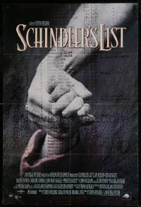 7f935 SCHINDLER'S LIST 27x40 video poster 1993 Steven Spielberg, Liam Neeson, Ralph Fiennes