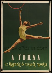 7f592 A TORNA 20x28 Hungarian special 1954 wonderful art of a gymnast by Denes Vincze