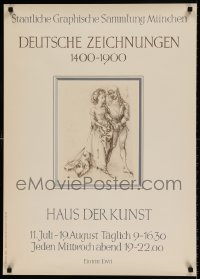 7f539 DEUTSCHE ZEICHNUNGEN 24x33 German museum/art exhibition 1956 cool art of an embracing couple!
