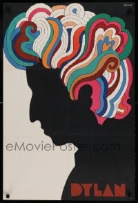 7f503 DYLAN 22x33 music poster 1967 colorful silhouette art of Bob by Milton Glaser!