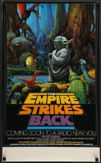 7f025 EMPIRE STRIKES BACK radio poster 1982 cool different art of Yoda by Ralph McQuarrie!