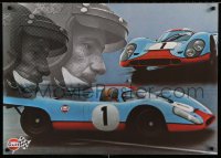 7f473 GULF PORSCHE 917 2-sided 24x33 Swiss advertising poster 1970s Jo Siffert & schematic of racer!
