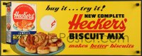 7f475 HECKERS BISCUIT MIX 11x28 advertising poster 1950s buy it and try it to make better biscuits!