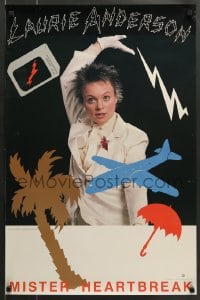 7f514 LAURIE ANDERSON 23x35 music poster 1984 Mister Heartbreak, great aimges wearing all white!