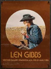 7f551 LEN GIBBS signed 22x30 Canadian museum/art exhibition 1981 by the artist, cool cowboy on horse