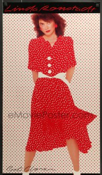 7f516 LINDA RONSTADT 20x39 music poster 1982 Get Closer, great image on red ploka dot dress!