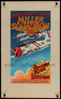 7f481 MILLER BREWING COMPANY 18x29 advertising poster 1982 cool airplane aviation air show art!