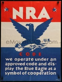 7f707 NRA US CODE 19x25 special poster 1934 Blue Eagle is a symbol of cooperation, Colner art!