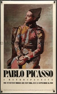 7f562 PABLO PICASSO: A RETROSPECTIVE 22x37 museum/art exhibition 1980 Seated Harlequin!