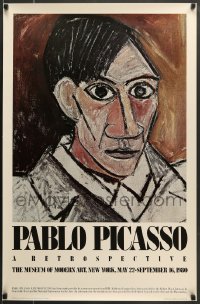 7f563 PABLO PICASSO: A RETROSPECTIVE 24x37 museum/art exhibition 1980 great self-portrait!