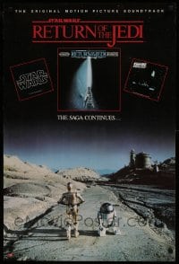 7f021 RETURN OF THE JEDI 22x33 music poster 1983 C-3PO and R2-D2, Reamer inset art of lightsaber!
