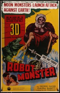 7f462 ROBOT MONSTER tv poster R81 3-D, the worst movie ever, great wacky art!