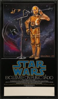 7f026 STAR WARS RADIO DRAMA radio poster 1981 art of C-3PO at microphone by Celia Strain!