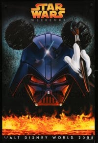 7f193 STAR WARS WEEKENDS 24x36 special 2005 Darth Vader over fire with Mickey Mouse ears!