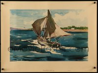 7f402 WILLIAM YEISER 3 17x22 art prints 1970s different art of sailboats and beaches!