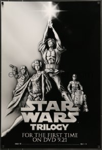 7f076 STAR WARS TRILOGY 27x40 video poster 2004 different vertical style art of the cast!