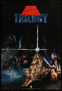 7f081 STAR WARS TRILOGY 26x38 video poster 1990 George Lucas produced classics!