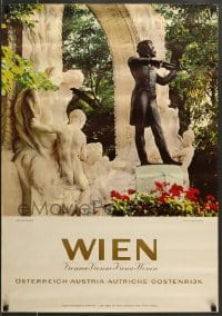 7f244 WIEN 23x33 Austrian travel poster 1970s image of Johann Strauss statue at the Stadt Park!