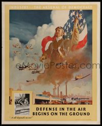 7f215 INDUSTRY THE ARSENAL OF DEMOCRACY 16x20 WWII war poster 1943 planes over factory, Iligan art