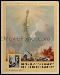 7f214 INDUSTRY THE ARSENAL OF DEMOCRACY 16x20 WWII war poster 1943 Iligan art of Lady Liberty!