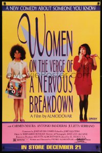 7f951 WOMEN ON THE VERGE OF A NERVOUS BREAKDOWN 27x41 video poster 1988 Pedro Almodovar's comedy!