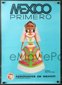 7f227 AEROMEXICO 5 20x28 travel posters 1960 wonderful art of women in different outfits!