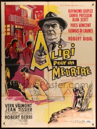 7g718 ALIBI POUR UN MEURTRE French 1p 1961 cool crime montage art by Brantonne!