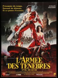 7g727 ARMY OF DARKNESS French 1p 1993 Sam Raimi, Hussar art of Bruce Campbell w/ chainsaw hand!