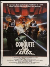 7g777 CONQUEST OF THE EARTH French 1p 1980 different art of guys fighting aliens in Hollywood!