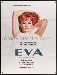 7g793 EVA French 1p R1990s Joseph Losey, great close up artwork of sexy Jeanne Moreau!