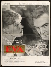7g794 EVA style A French 1p 1962 directed by Joseph Losey, close up of Jeanne Moreau & Stanley Baker