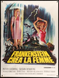 7g810 FRANKENSTEIN CREATED WOMAN French 1p 1967 Peter Cushing, Susan Denberg, different horror art!