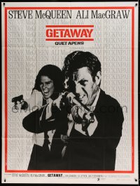 7g816 GETAWAY French 1p 1973 cool image of Steve McQueen & Ali McGraw with guns, Sam Peckinpah!