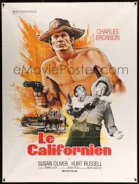 7g825 GUNS OF DIABLO French 1p 1970 great different art of barechested Charles Bronson with gun!