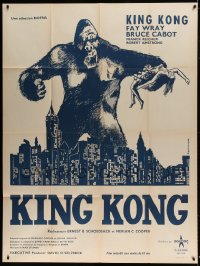 7g839 KING KONG French 1p R1960s Deflandre art of giant ape holding Wray over New York City!