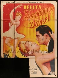 7g853 LADY LET'S DANCE French 1p 1947 Jacques Bonneaud art of ice skater Belita & James Ellison!