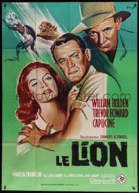 7g867 LION French 1p 1963 different art of William Holden, Trevor Howard & Capucine by Grinsson!