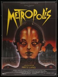 7g885 METROPOLIS French 1p R1984 Fritz Lang classic, Phillippe art of robot Brigitte Helm!